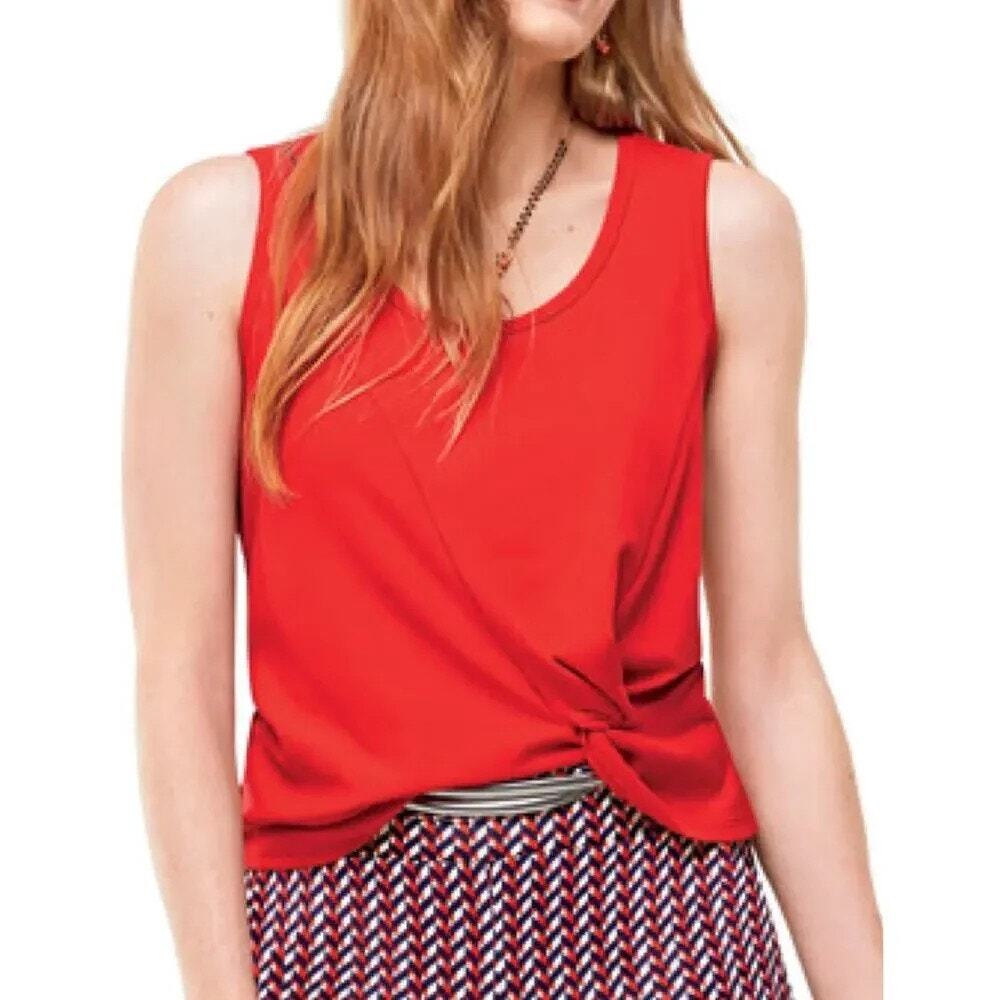 Cabi Twist Front Tank Top Size Small Tomato Red French Terry Casual Essential